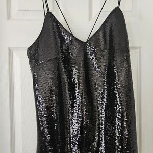 H & M Strappy Sequin Black Top Size XL